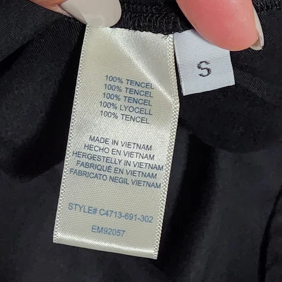 ANTHROPOLOGIE CLOTH STONE Tie Front Blouse Women Small Black Long Sleeve Career - Picture 12 of 14